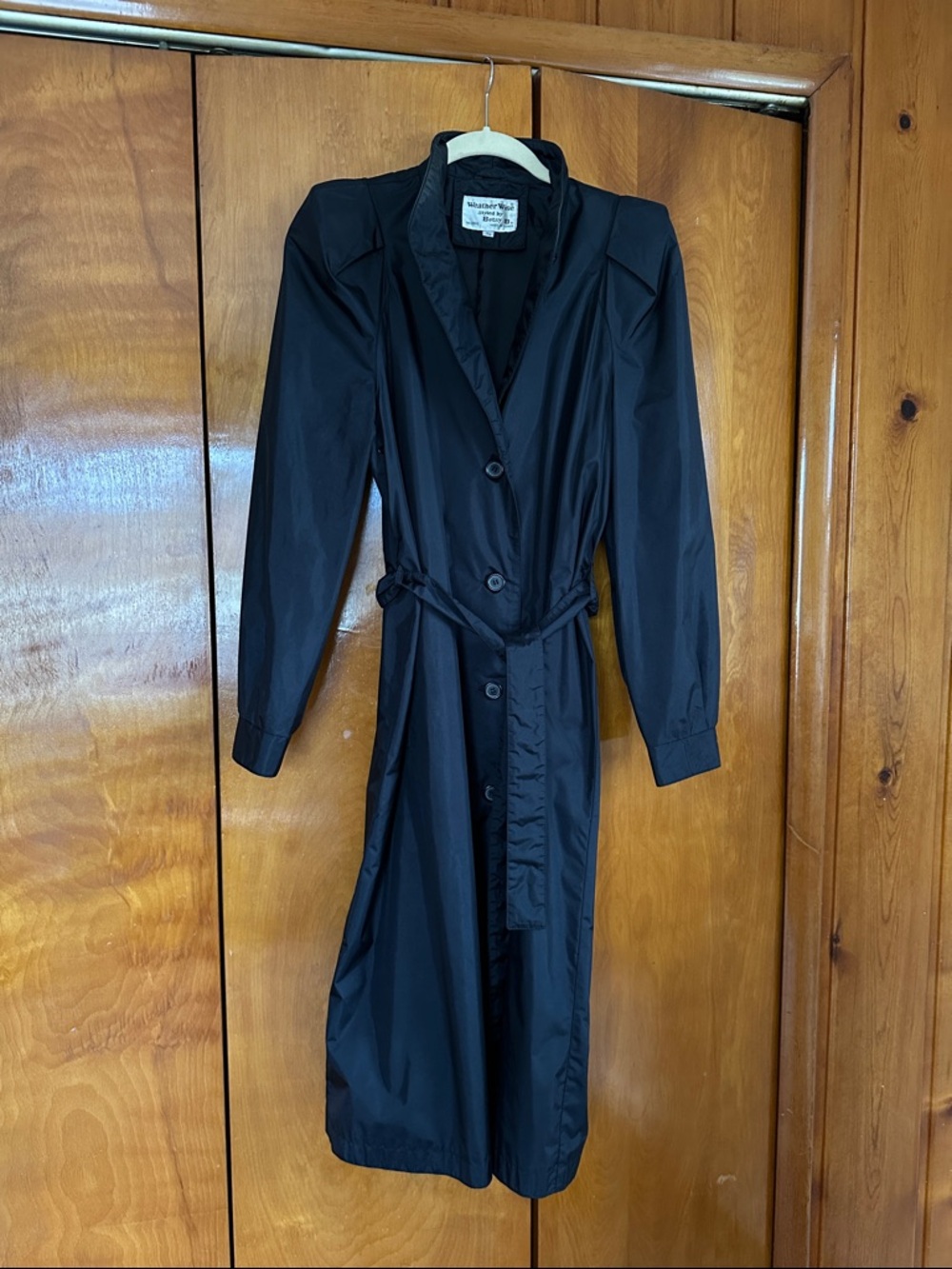 Betsey Johnson Black Long Trench Coat with Self Tie